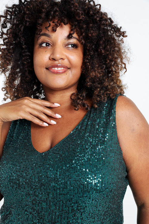 Top sans manches à paillettes-Paprika-5