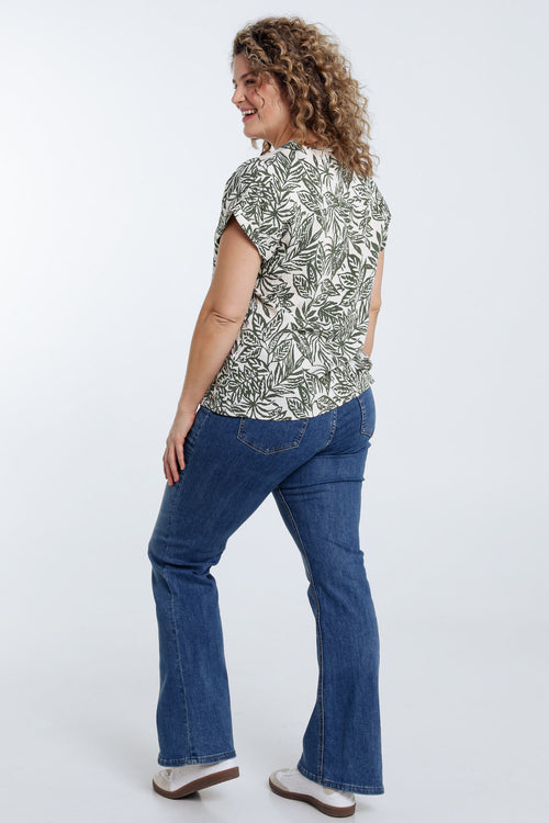  Blouse met bladmotief-Paprika-2
