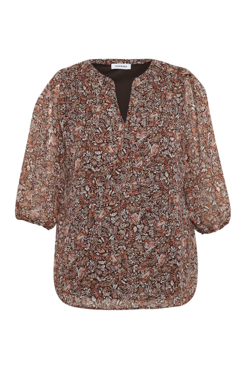 Blouse imprimé feuilles avec lurex-Paprika-9
