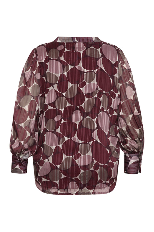Blouse met rondjesprint en folieprint-Paprika-7
