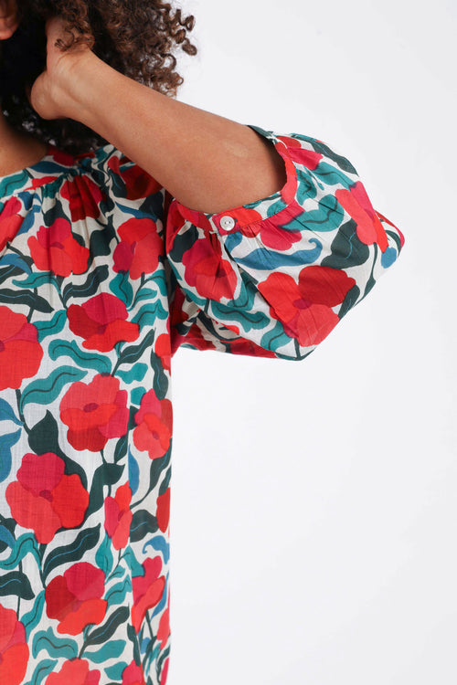 Blouse van katoen met bloemenprint-Paprika-5