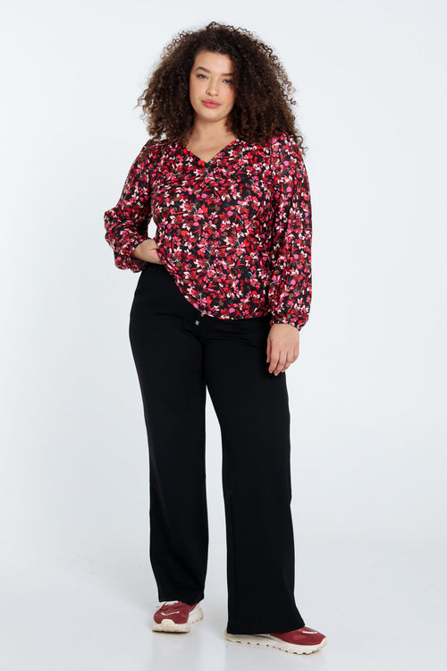 Korte T-shirt met bloemenmotief-Paprika-9