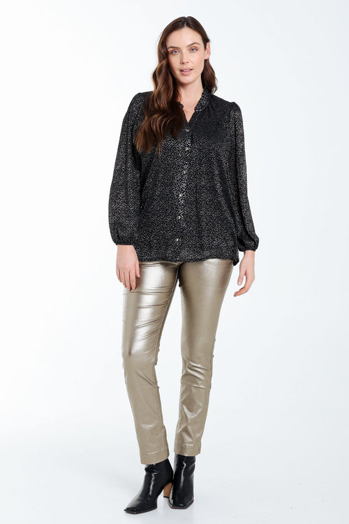 Blouse met stippenprint en folie-Paprika-7