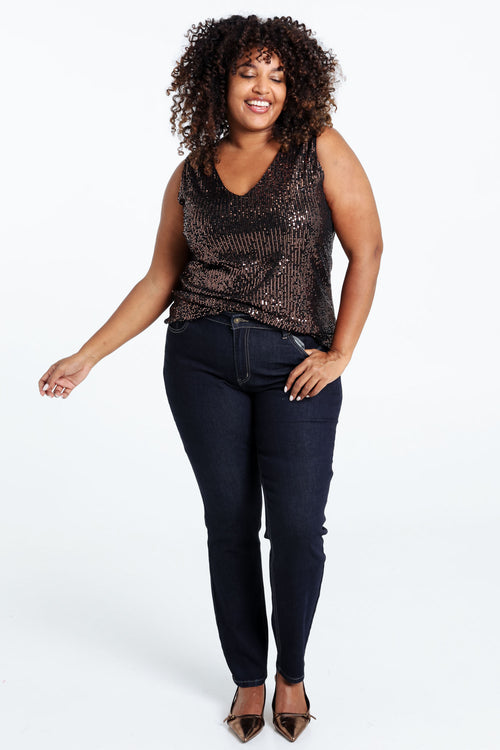 Effen, rechte top met pailletten-Paprika-7