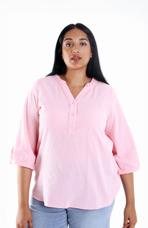 Effen katoenen blouse-Paprika-2