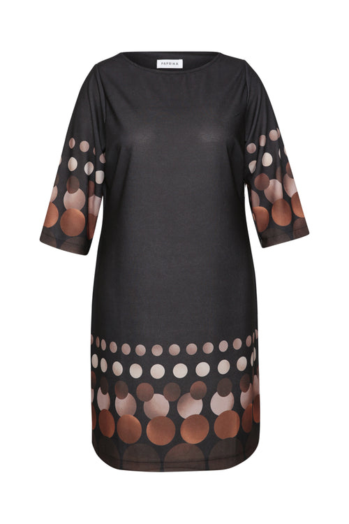 Jurk met print van cirkels-Paprika-1