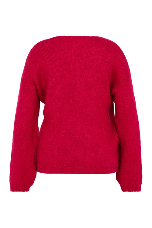 Effen, open cardigan in zacht mohair-Paprika-11