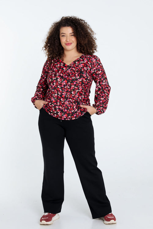 Korte T-shirt met bloemenmotief-Paprika-8