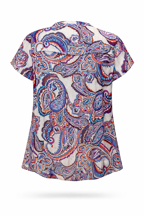 Blouse en viscose imprimé cachemire-Paprika-2