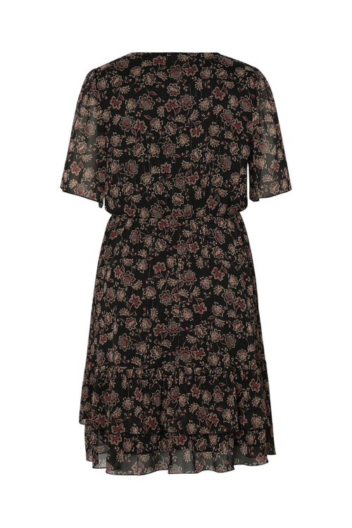 Robe courte en voile imprimé fleuri-Paprika-11