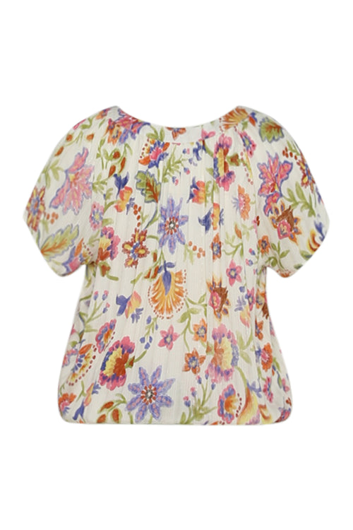 Blouse en viscose imprimé floral avec lurex-Paprika-11