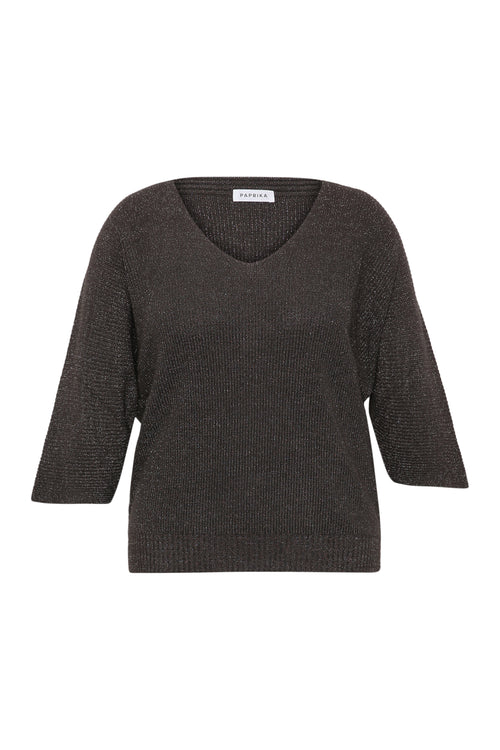 Pull uni avec lurex-Paprika-9