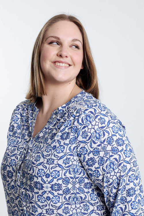  Blouse met tweekleurige print-Paprika-3