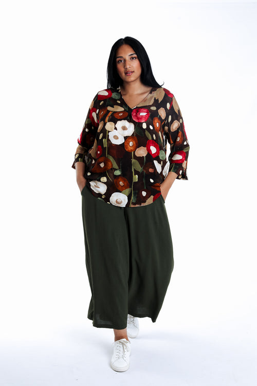 Blouse van bedrukt viscose met klaprozen-Paprika-6