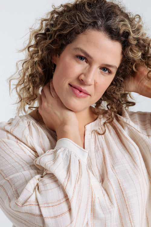 Gestreepte blouse met lurex-Paprika-4