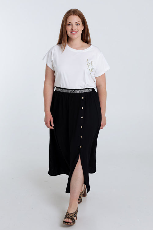 Effen lange rok met knopen-Paprika-7