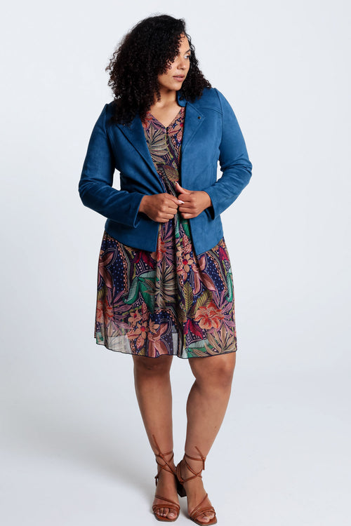 Kort, effen motorjasje met suède-effect-Paprika-7