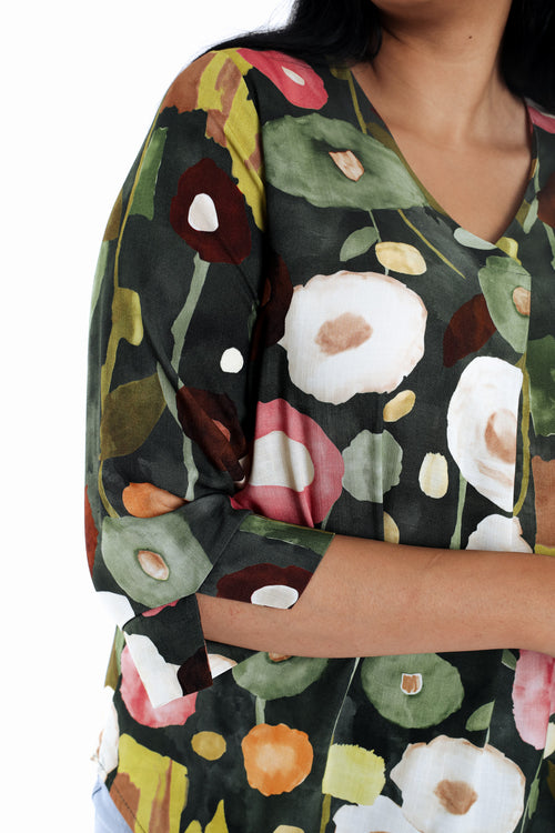 Blouse en viscose imprimé coquelicots-Paprika-4