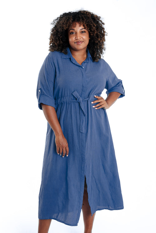 Robe en gaze de coton unie-Paprika-1