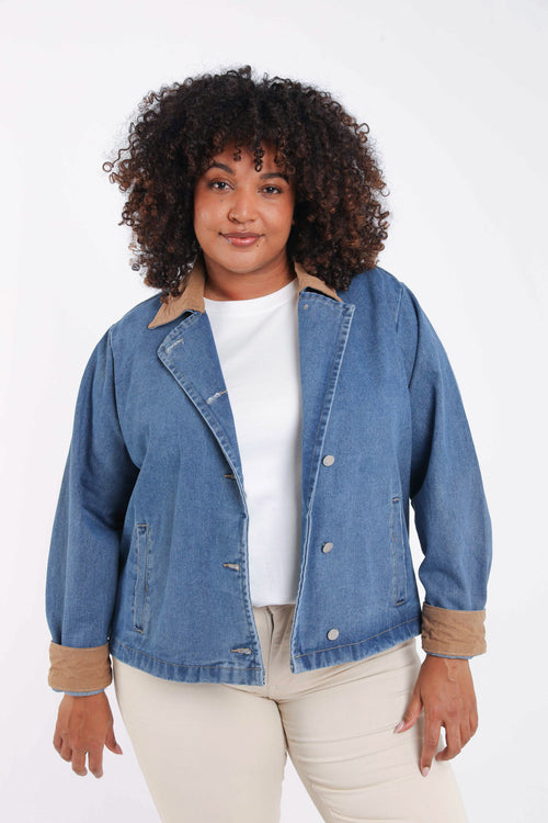 Veste en jeans avec velours-Paprika-1