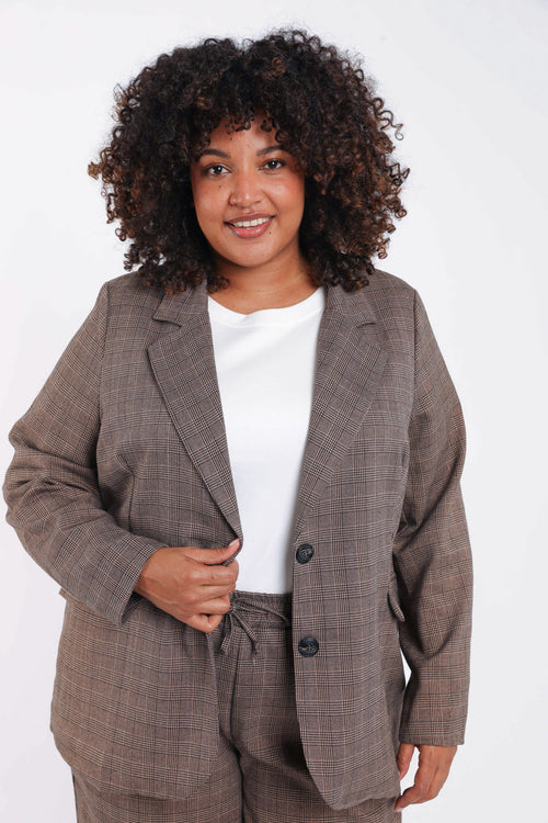 Blazer à carreaux avec lurex-Paprika-2