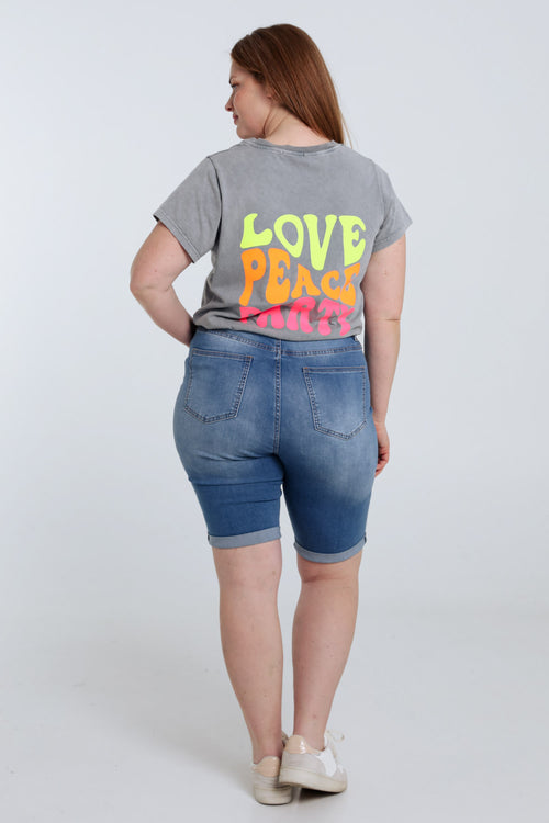 T-shirt van katoen met fluorescerende tekstprint-Paprika-2