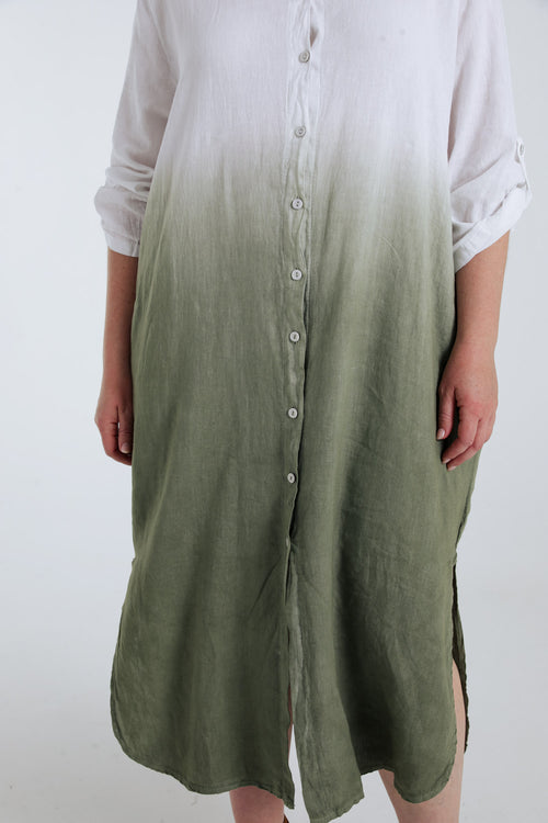 Linnen en viscose chemisjurk tie&dye-Paprika-4