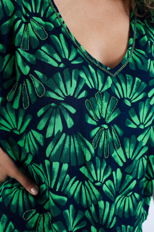 Blouse en viscose imprimé floral-Paprika-6