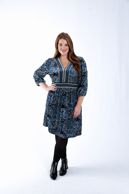 Robe en velours imprimé cachemire-Paprika-8