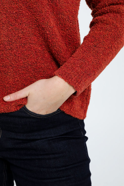 Effen, lusgebreide trui-Paprika-5