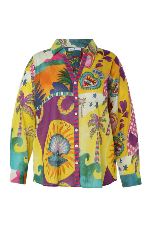 Blouse van tropisch bedrukt katoen-Paprika-1