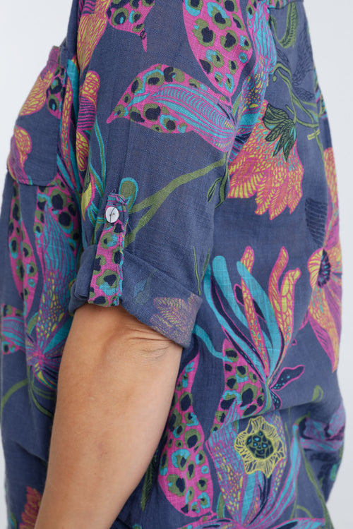 Blouse van katoenen mousseline met bloemenprint-Paprika-4