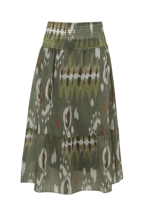 Mid-length jurk van viscose met etnische print-Paprika-10
