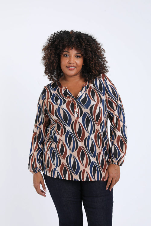 T-shirt van warme stof met grafische print-Paprika-1