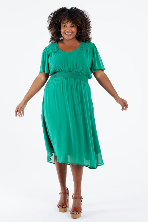Lang unifoon Viscose jurk-Paprika-7