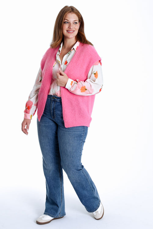 Effen mouwloos gilet-Paprika-8