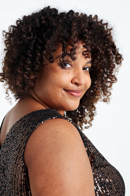 Effen, rechte top met pailletten-Paprika-6