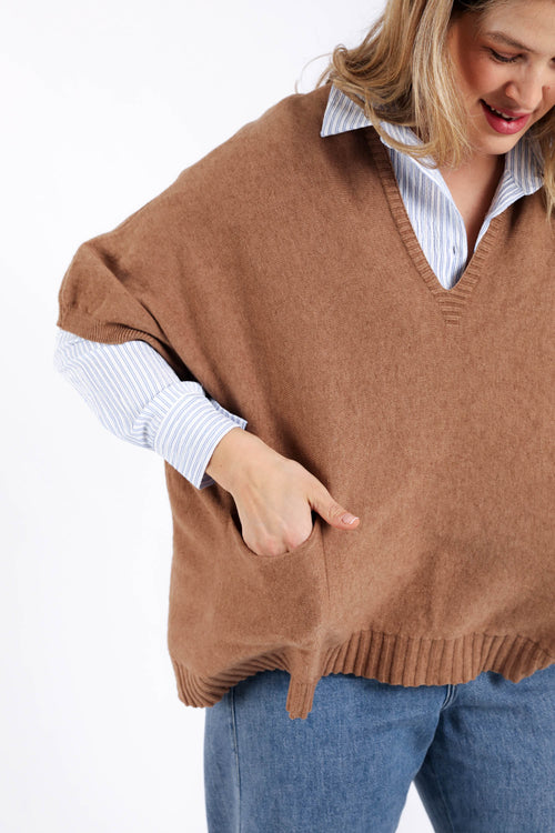 Effen korte trui van viscose-Paprika-5