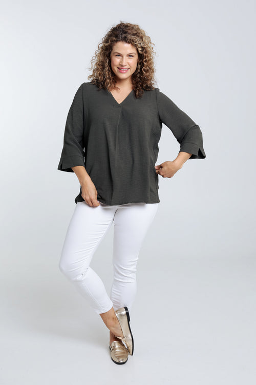 Losse, effen blouse-Paprika-7