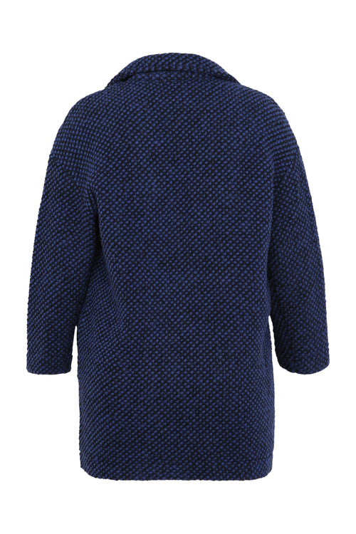 Korte, effen jas in gespikkelde stof met wol-Paprika-11