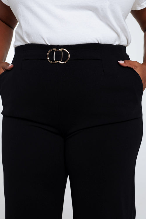 Pantalon droit avec boucle dorée-Paprika-4