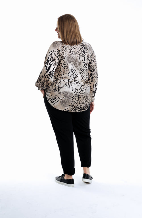 Blouse en viscose imprimé animal-Paprika-2