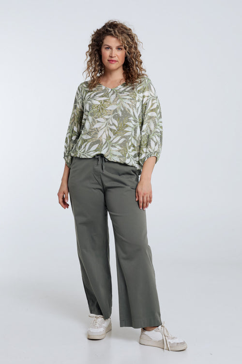 Blouse van viscose met bladerenprint-Paprika-8