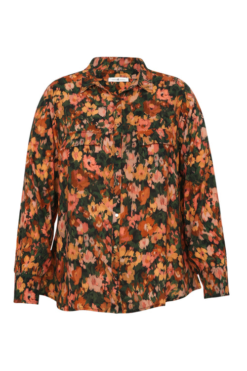 Chemisier en viscose imprimé floral-Paprika-11