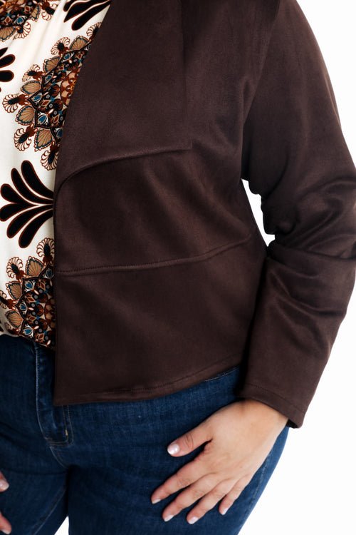 Veste en effet suédine unie-Paprika-4