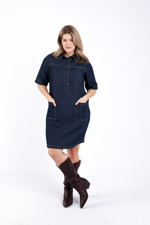 Robe courte en jeans-Paprika-7