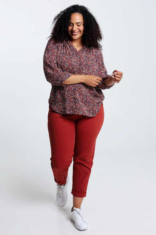 Blouse in viscose met dierenhuidmotief-Paprika-8