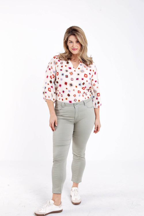 Blouse en viscose imprimé géométrique-Paprika-8