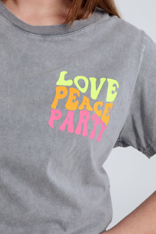 T-shirt van katoen met fluorescerende tekstprint-Paprika-4