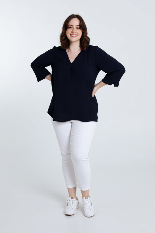 Losse, effen blouse-Paprika-6